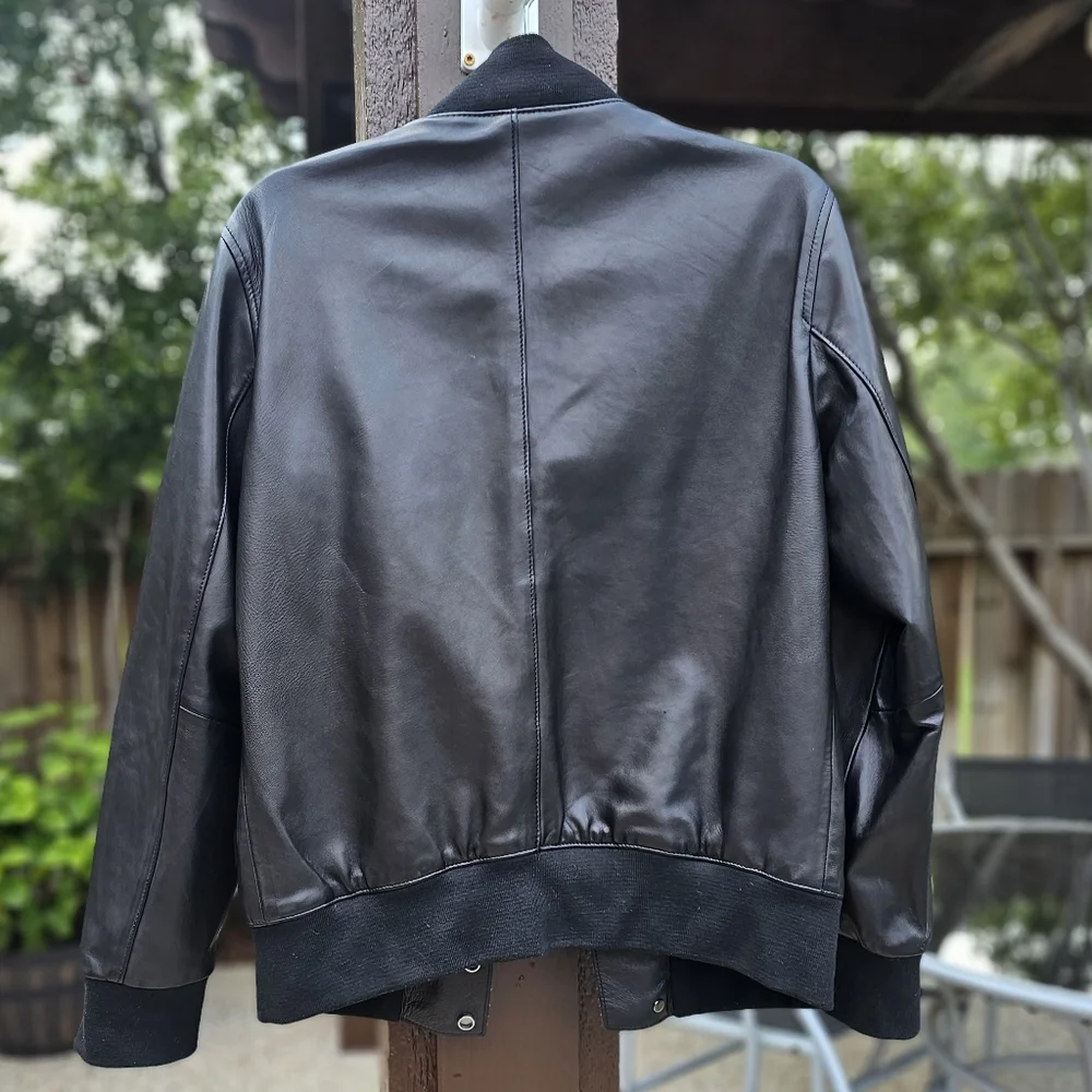 EMPORIO Armani black butter soft leather bomber jacket  M - Picture 7 of 16